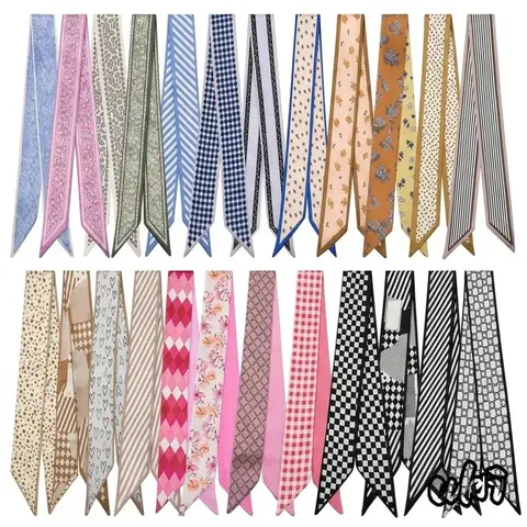 Women's 24-Piece Fade-Resistant Silk-Textured Fabric Bag Accessory Set - Fashion Shawl Wrap, Neck Scarf, Hairwrap, Hair Kerchief, Headband, Comfortable Touch, Flexible Fabric, Assorted Prints, Silicone Watch Band Compatible, for Casual Summer Outfits