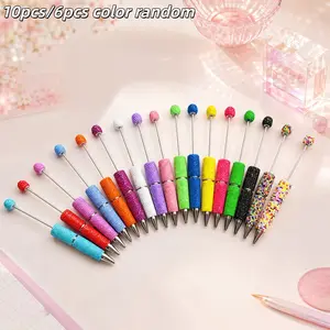 10pcs/6pcs Colorful Candy Diamond Beaded Pens, Fruit Colors Random Mix, Cute Girl Style, Aesthetic Pens, Novelty Pens, Party Gifts, Office Decor, Sign Pens, School Supplies