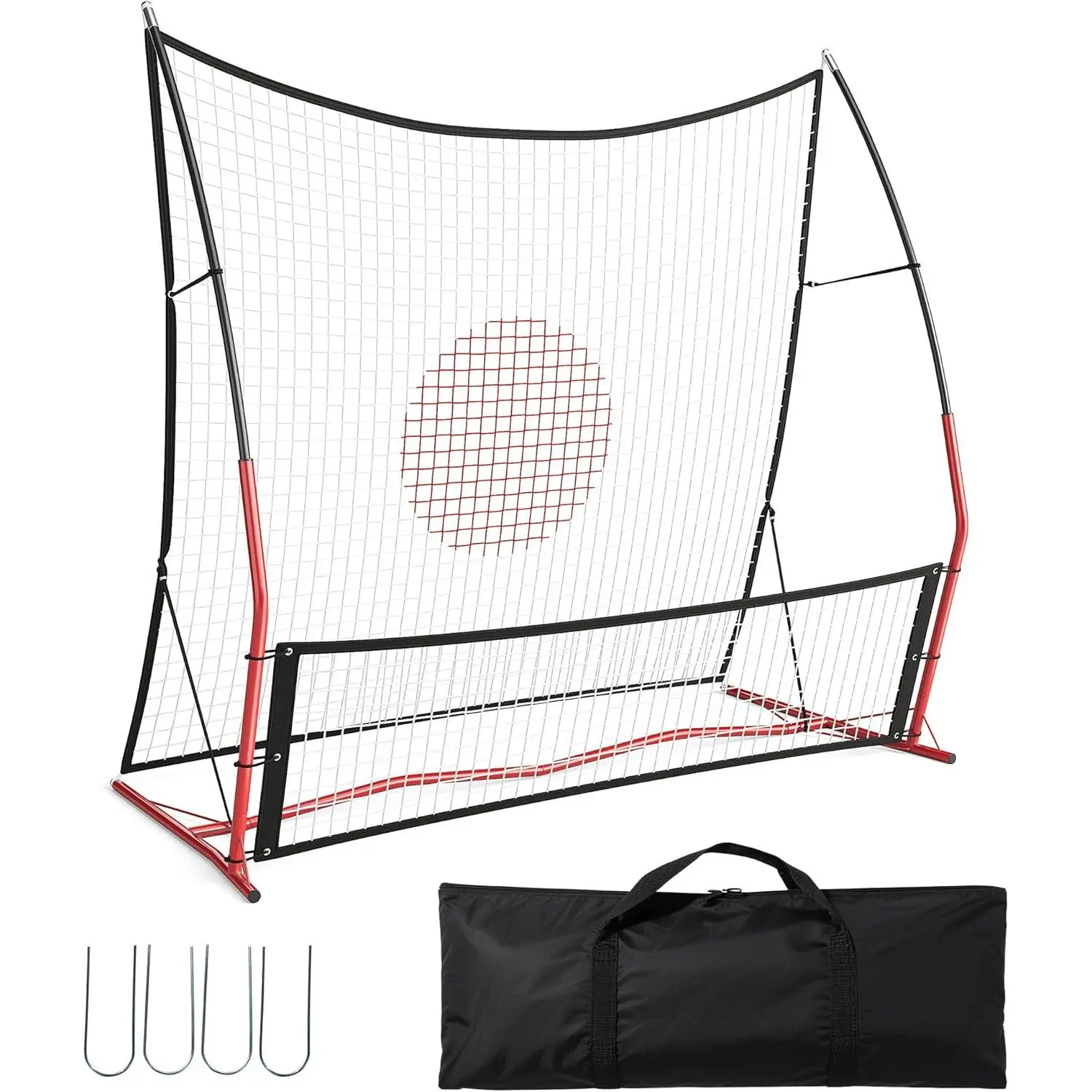 2-in-1 Soccer Rebounder Net, 6'x4.6' & 6'x1.4' Dual Size Bounce Back Trainer, Portable Football Training Net for Solo Drills Team Practice, Improve Ball Control Heading Passing Skills, Indoor Outdoor All Surface Soccer Training Equipment
