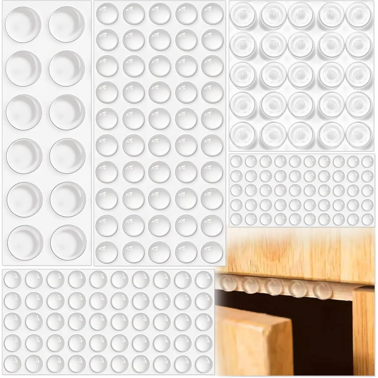Clear Cabinet Door Bumpers Stopper Drawer Furniture Pads,187PCS | Self Adhesive Sound Dampening,Stoppers Rubber Dots for Cupboard Protector,Glass,Tops Frames,  Boards, Kitchen Drawers