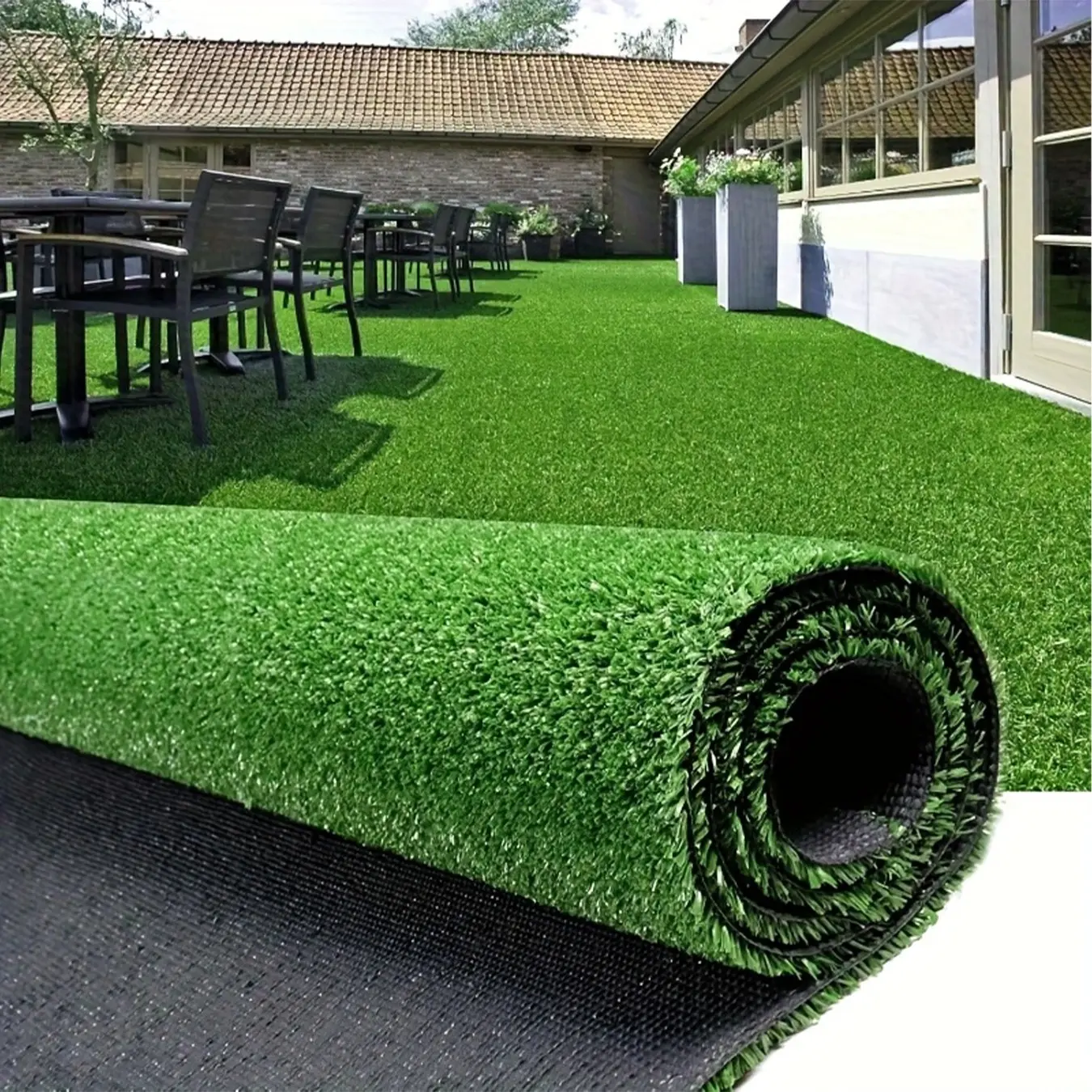 Artificial Grass Carpet, Plastic Lawn Mat, Interlocking Rug, Roof Installation, Landscape Greening, Durable Synthetic Turf