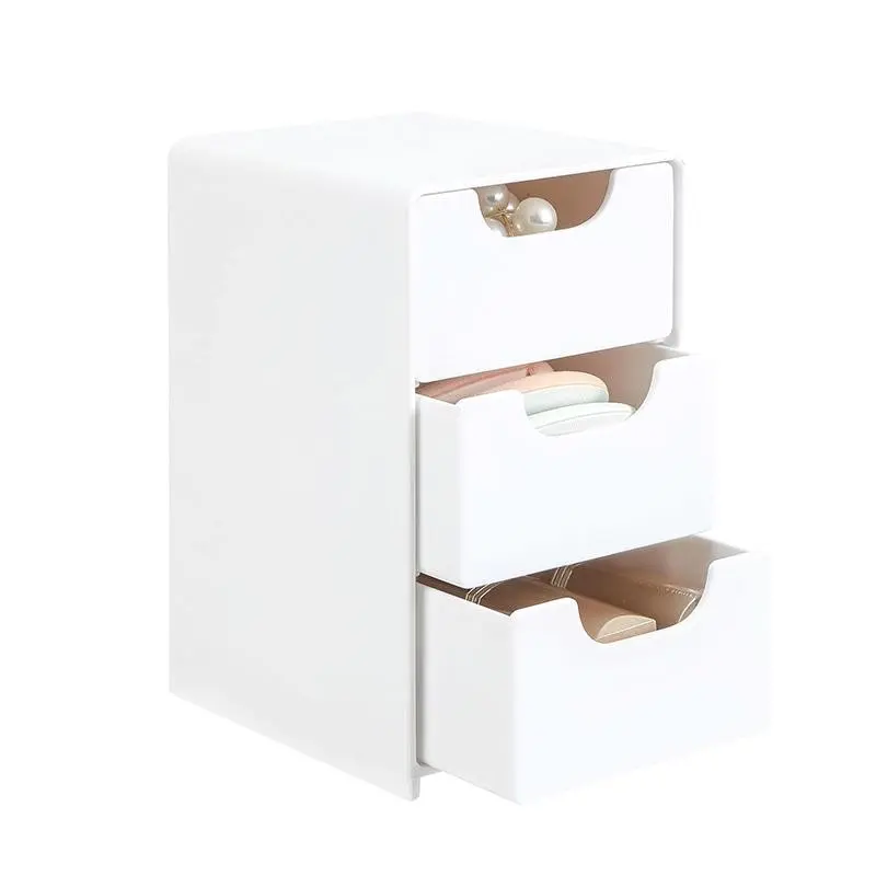 Mini Drawer Organizer with 3 Drawers, Compact Size Multi-Functional Storage Box, Ideal for Office Supplies, Makeup, Jewelry, Bathroom Essentials