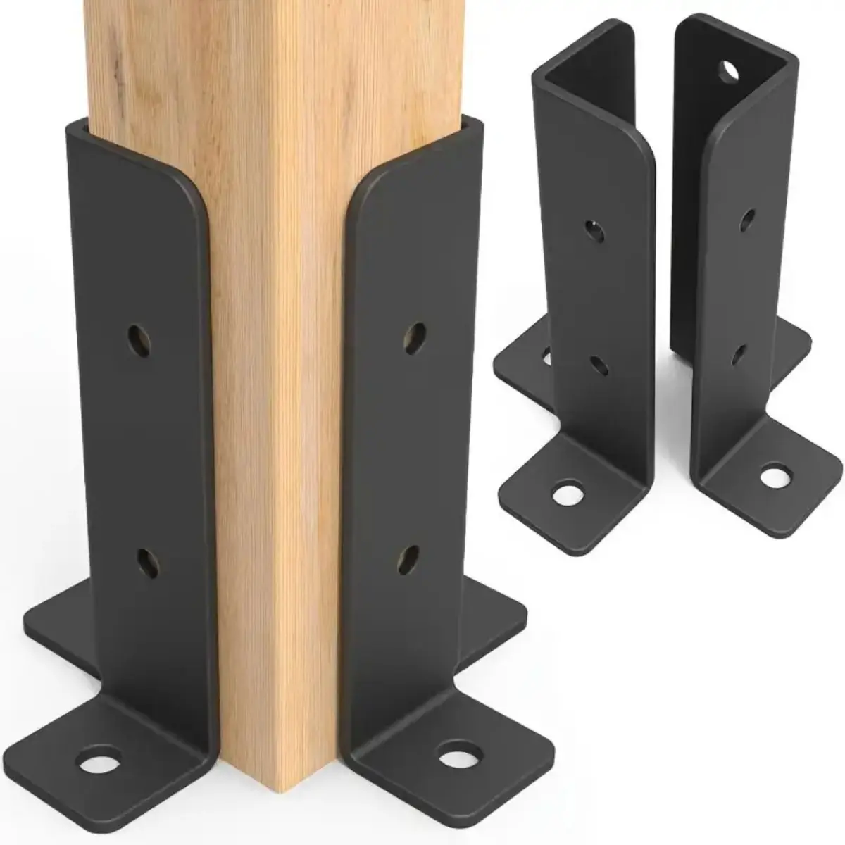 Premium 4PCS Adjustable Design Deck Post Anchor Bracket 2-Pack, High-Quality Heavy Duty Metal Post Base Support for 1.5x1.5 2x2 2x4 4x4 Wood Posts, Weatherproof Fence & Gazebo Post Anchor, Exquisite Housewarming DIY Gift