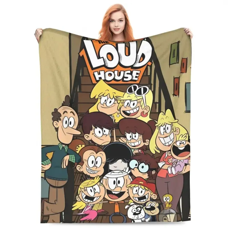 L-Loud Houses Family Cartoon Super Soft Blankets Camping Plush Bedding Throws Print Couch Chair Flannel Bedspread Sofa Bed Cover