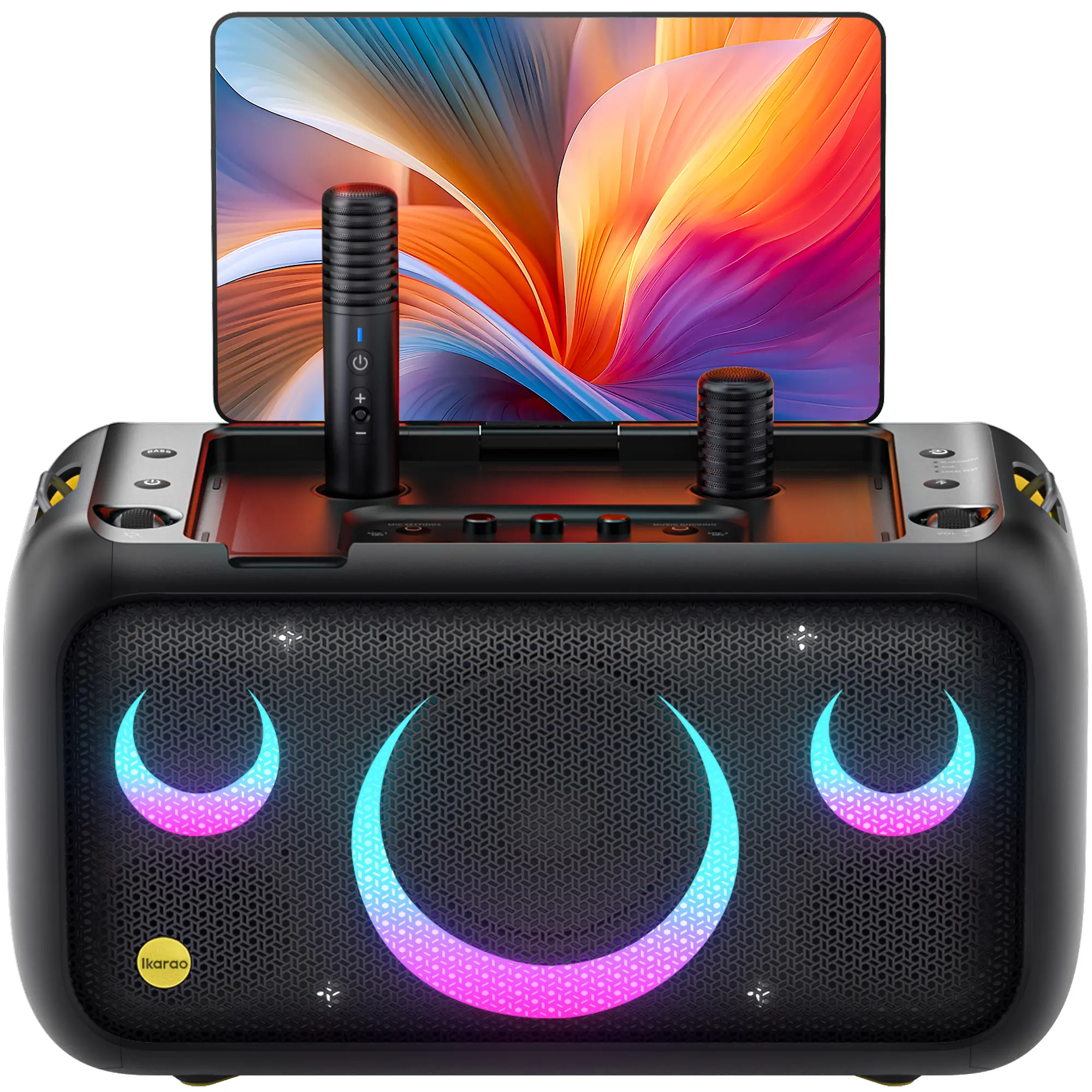 Ikarao Break X1 All-in-1 Karaoke Machine Sound System - 460W Bluetooth Wireless Speakers, 13.3" Built-in Lyrics Display Screen, 2 Hidden Self-Charging Wireless Microphones, TV Audio Compatibility, USB Type-A Port for Adult Parties, Bluetooth Speakers soho