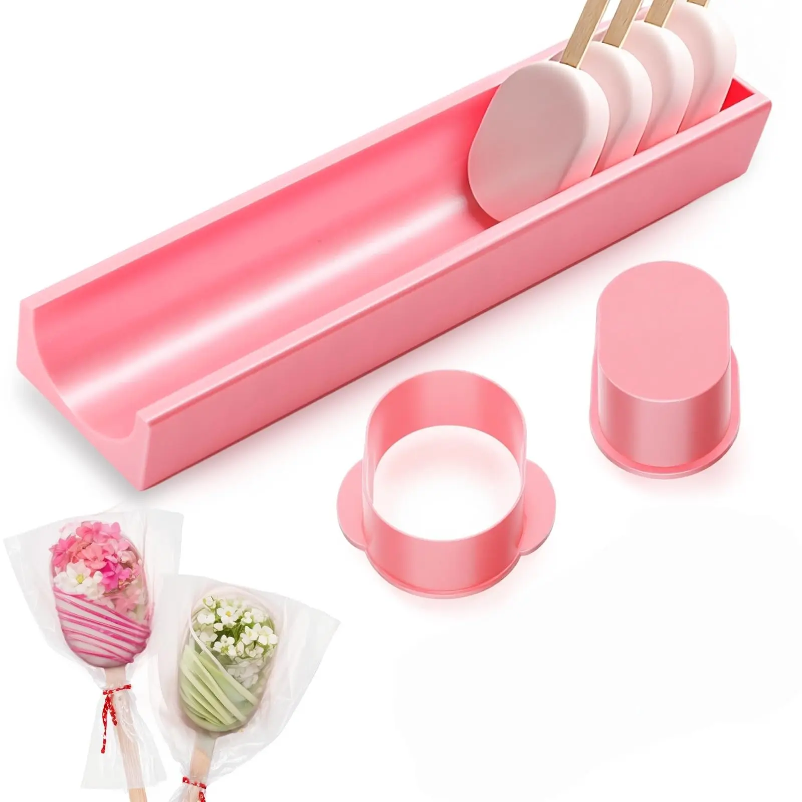 Cakesicle Cutter Mold Set with Tray, Easy Clean Reusable Cake Pop Mold, Baking Tools for Parties, Weddings, Birthdays, Baby Showers, Bakeware, Baking Supplies, Molds for Baking