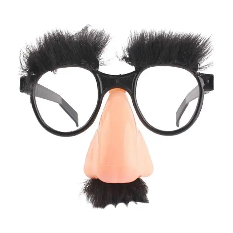 XUH Halloween Silly Disguise Big Nose Sunglasses Attached with Eyebrows and Mustache, Fun Novelty Prank Costume Accessories, All-in-One Photo Booth Supplies Perfect for Halloween Parties & Trick-or-Treat