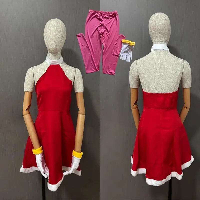 Amy Rose Cosplay Costume Rosy The Rascal Cosplay Red Dress Suit Women Game Cosplay Outfit Halloween Party Role Play Dress