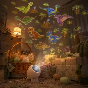 Dinosaur Pattern Rotating Projector Lamp, USB Powered, 360 Degree Adjustable, Fun and Imaginative Lighting, Birthday Party, Bedroom, Living Room