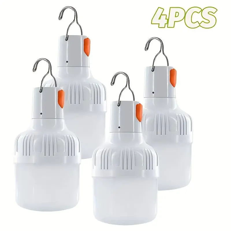 4-Pack Rechargeable USB LED Lamp Bulbs, Emergency Portable Lighting with Built-In Battery, USB Charging, Suitable for Home, Car and Outdoor Use, Rechargeable Lamp Bulbs