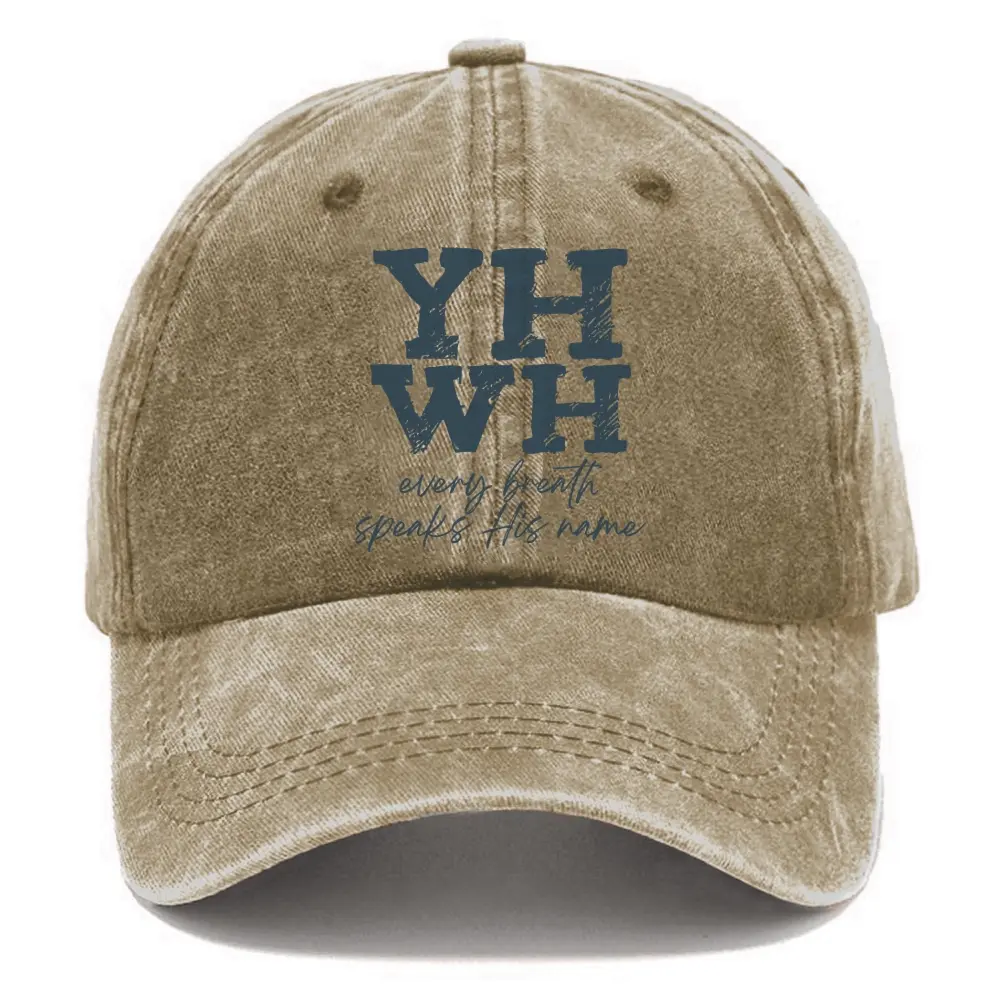 YHWH Every Breath Speaks His Name Graphic Vintage Distressed Washed Baseball Cap Yahweh Christian Faith Unisex Adjustable Cotton Dad Hat Religious Gift for Believers Dad Style Cap Casual Hat