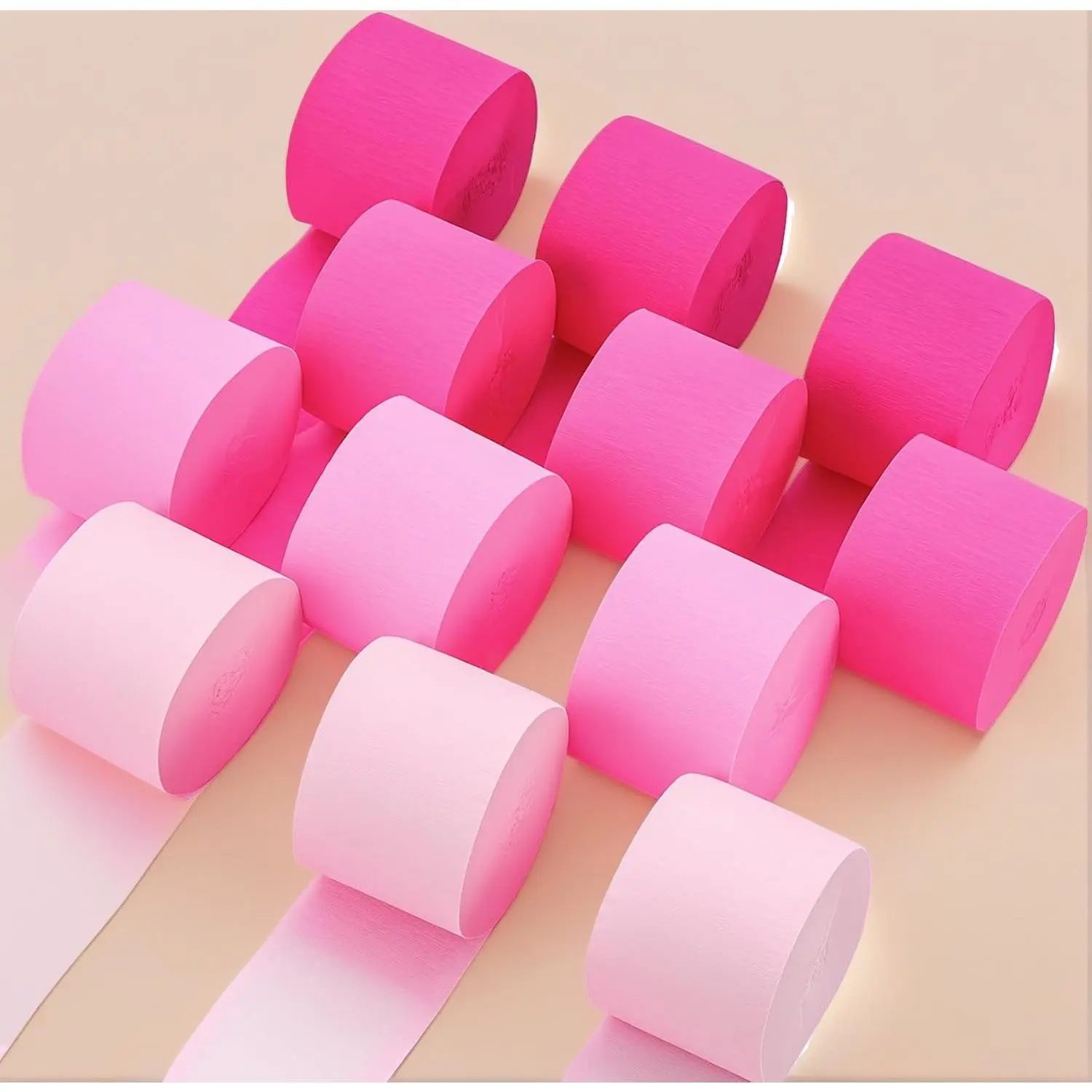 Pink Crepe Paper Streamers 12 Rolls 984ft, 1.77 Inch x 82 Ft/Roll |   Pink Streamers Birthday Decorations for Wedding Mother's Day Baby Shower Holiday Party Decor