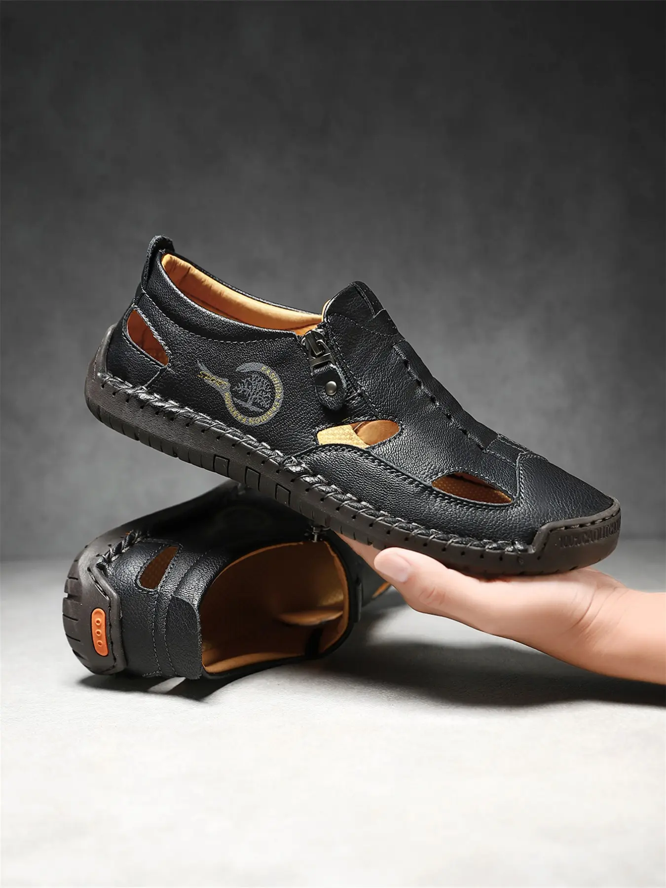 Men's Closed Toe Sandals Fisherman Shoes, Athletic Adventure Outdoor Retro, Breathable Non-Slip Lightweight, Microfiber Leather, Plus Size, Summer Beach Vacation Shoes, Outdoor Walking Sandals