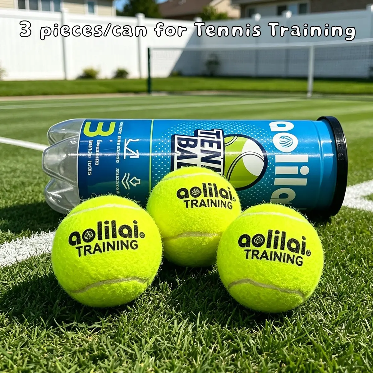 3-Pack Tennis Training Balls, Rubber Material, Essential for Daily Practice, Ideal for Tennis Enthusiasts, Includes Storage Can