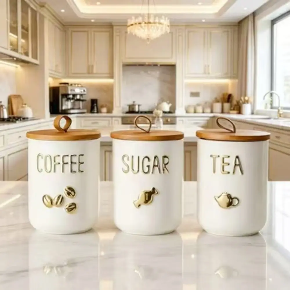 Luxurious Electroplated Ceramic Airtight Jar, Elegant Kitchen Tea Coffee Container, Jewelry Storage, Holiday Decor, Photo Props