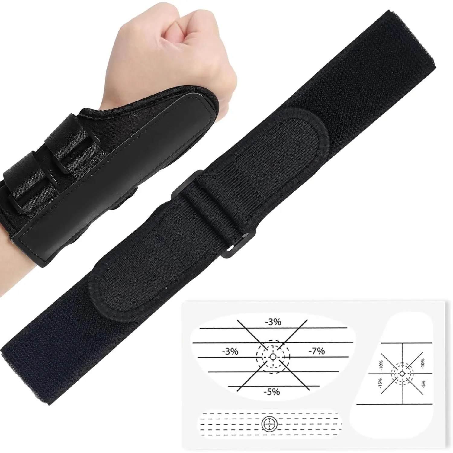 Golf Swing Trainer 3 in 1 Golf  Aid Set with Wrist Brace, Adjustable Arm Support Band & Strike Stickers, Golf Wrist  Aid for Beginners, Golf Practice Accessories Equipment