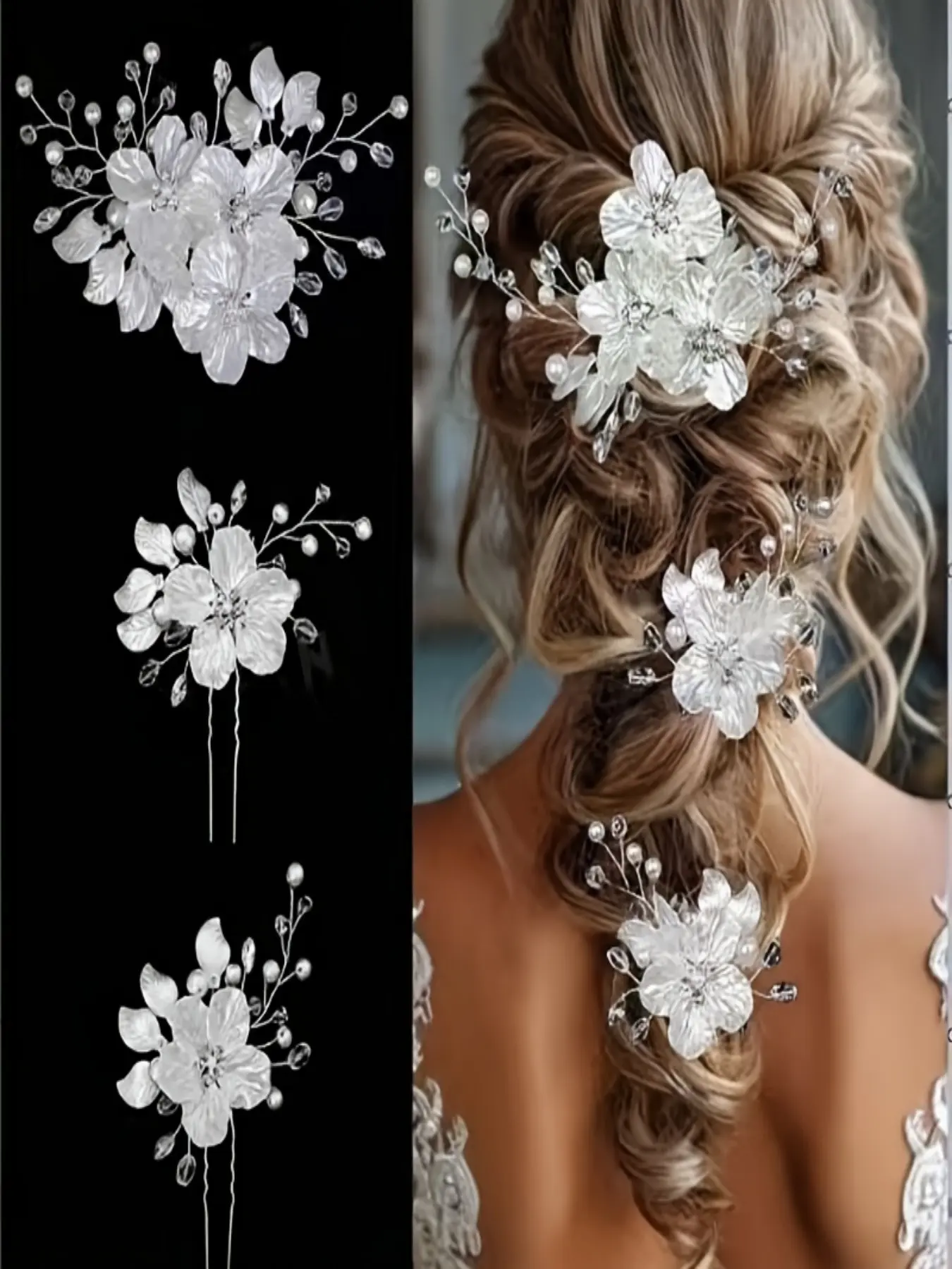 3-Piece Floral Hair Accessories Set, Wedding Bridesmaid Clips, Cute Multi-Use Hair Combs, Perfect Gift for Close Friends