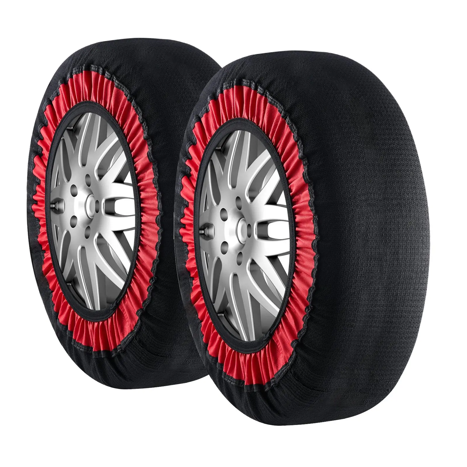 【toolupgrade】VEVOR Thickened Snow Socks for Tires, Polyester Fiber Tire Socks with Elastic Straps, Snow Traction Tire Cover for Car, SUV, Pickup and Truck (Pack of 2)-Extra Large