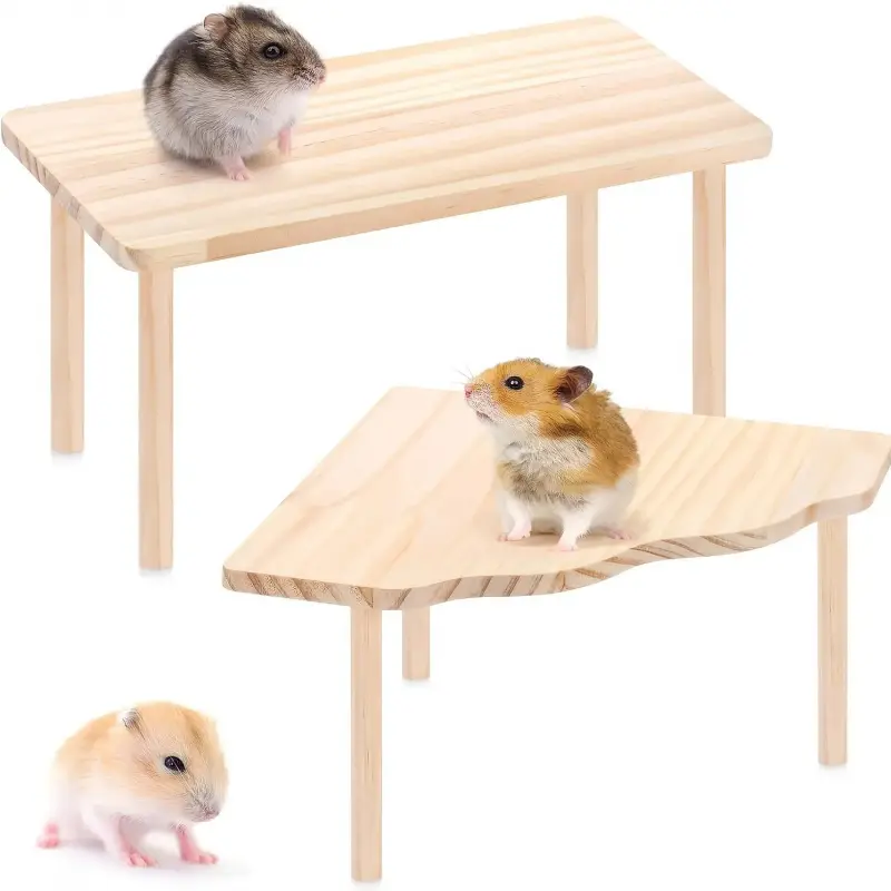 Wooden Small Pet Platform Stand, for Hamsters, Gerbils & Mice, Cage Climbing & Decor Accessory, Hamster Cage Accessories
