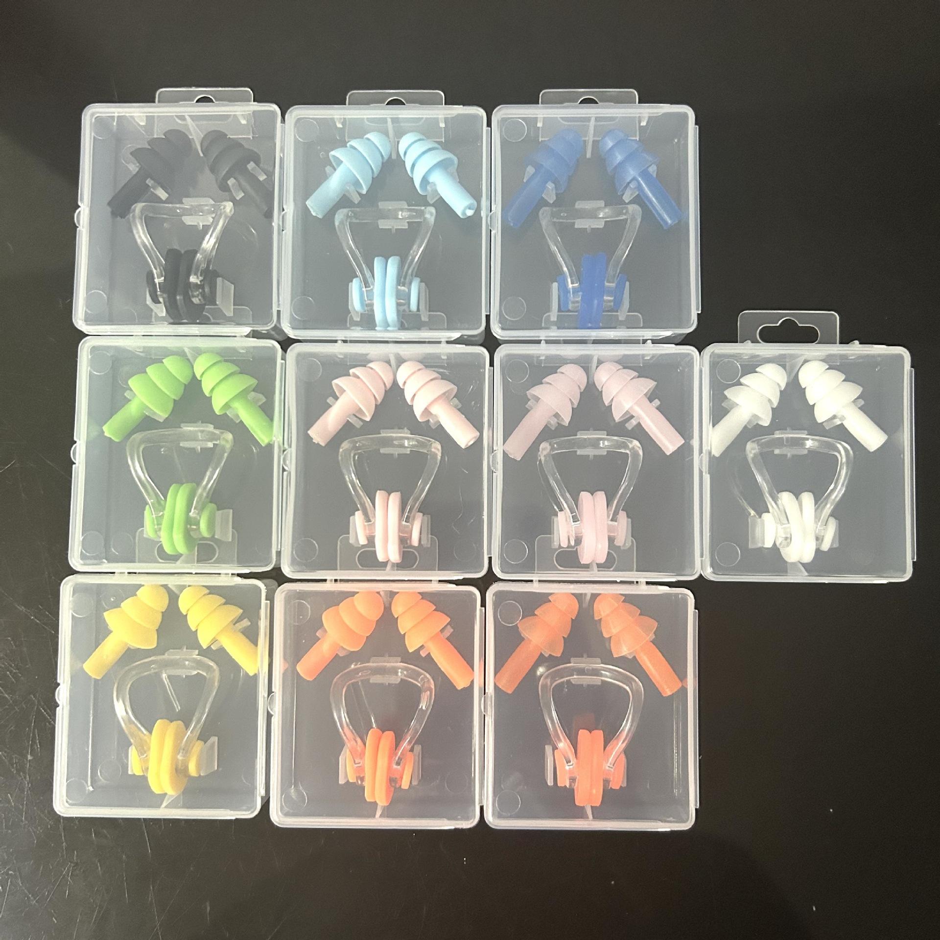 Nose Clip and Earplug Set for Adults - TPE Material - Dark Blue, Black, White, Pink, Sky Blue - Ideal for Swimming and Wading Sports - Solid Color