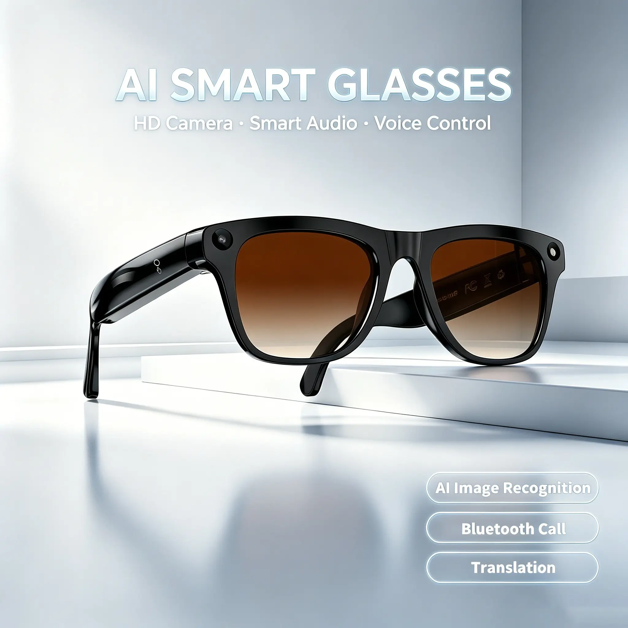 2026 Xkone 1080P HD Camera Smart Glasses, UV Protection, Ai Translation, Bluetooth-compatible Call, Music Playback, Lightweight Frame, Unisex, Driving & Travel