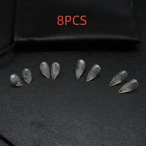 8 Piece Vampire Teeth Resin Transparent Sharp Fangs Zombie Fangs Prank Toy Halloween Party Makeup Dance Props