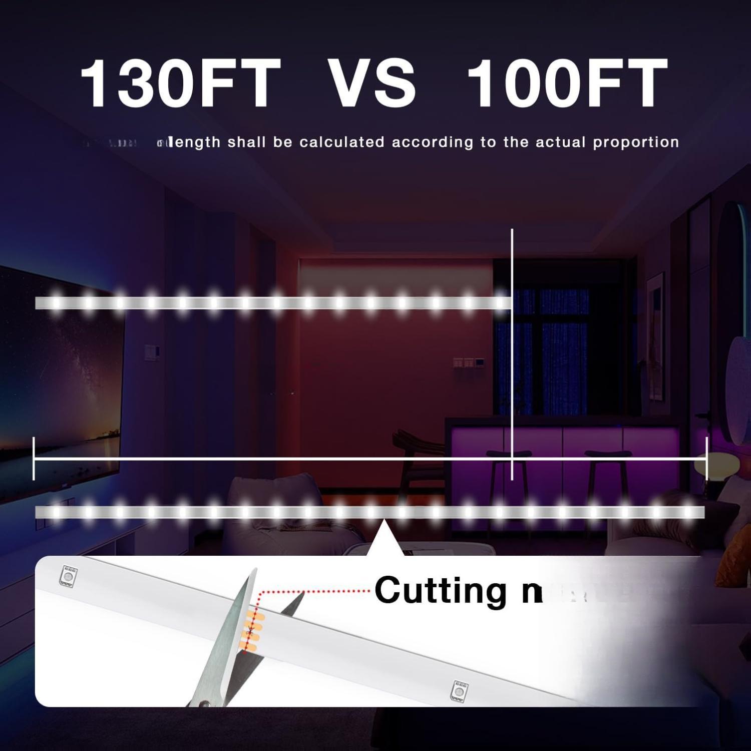 LED Strip Lights 130ft Lights Strip for Bedroom, Desk, Indoor Room Bedroom Brithday Gifts RGB Decor with Remote and 24V Power Supply