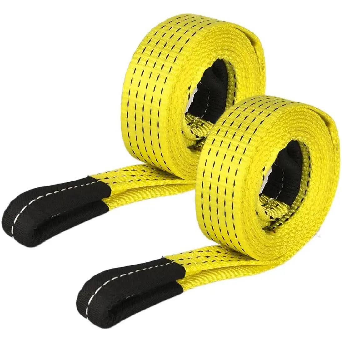 2 Pack Heavy Duty Lifting Sling Straps - 10ft x 2in Polyester Flat Webbing, Long Length Trailer Lift Rigging Winch Straps for Truck, Hoist