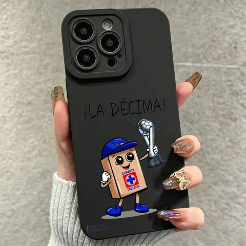 Black Matte Case Cruz Azul Cartoon Trophy Print Compatible with iPhone 17 ProMax / 16 ProMax / 15 ProMax / 14 ProMax / 13 ProMax and Samsung Galaxy S26 Ultra / S25 Ultra / S24 Ultra / S23 Ultra / S22 Ultra, Accessories, Smartphone