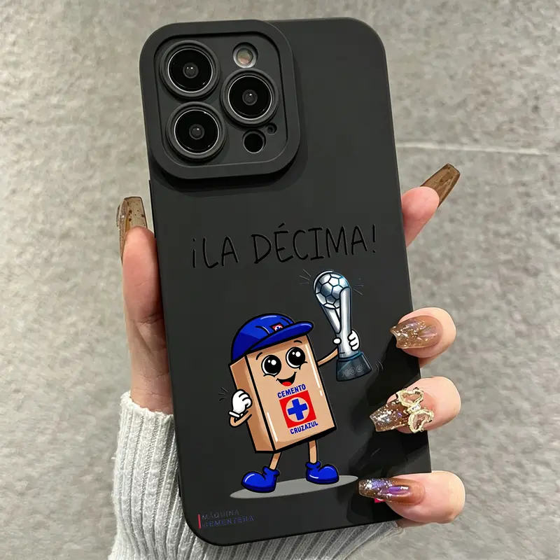 Black Matte Case Cruz Azul Cartoon Trophy Print Compatible with iPhone 17 ProMax / 16 ProMax / 15 ProMax / 14 ProMax / 13 ProMax and Samsung Galaxy S26 Ultra / S25 Ultra / S24 Ultra / S23 Ultra / S22 Ultra, Accessories, Smartphone