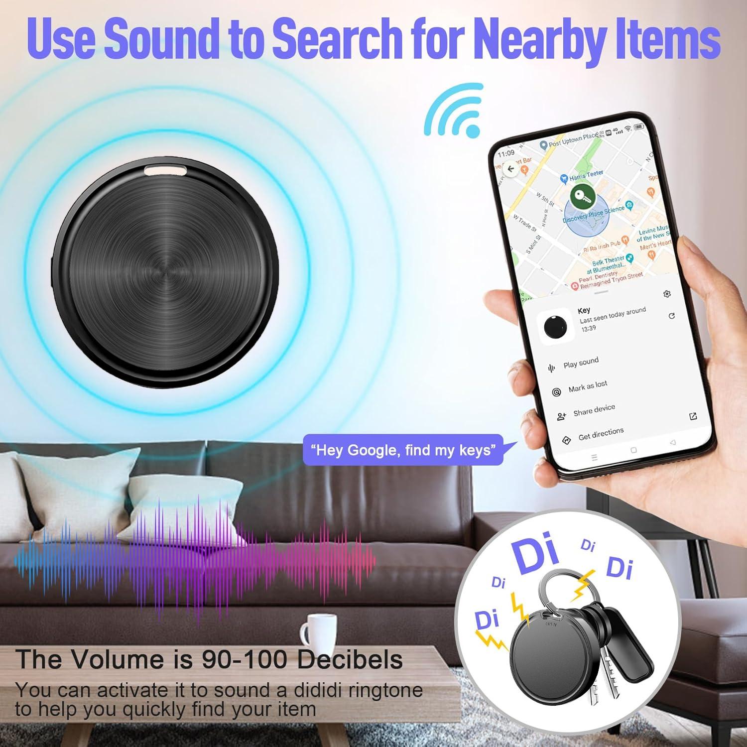 Smart dual-system Android iOS Round GPS tracker, Smart key finder, supports precise positioning for Android and Apple smartphones, suitable for accurate tracking and anti-lost use for the elderly, children, pets, keychains, wallets