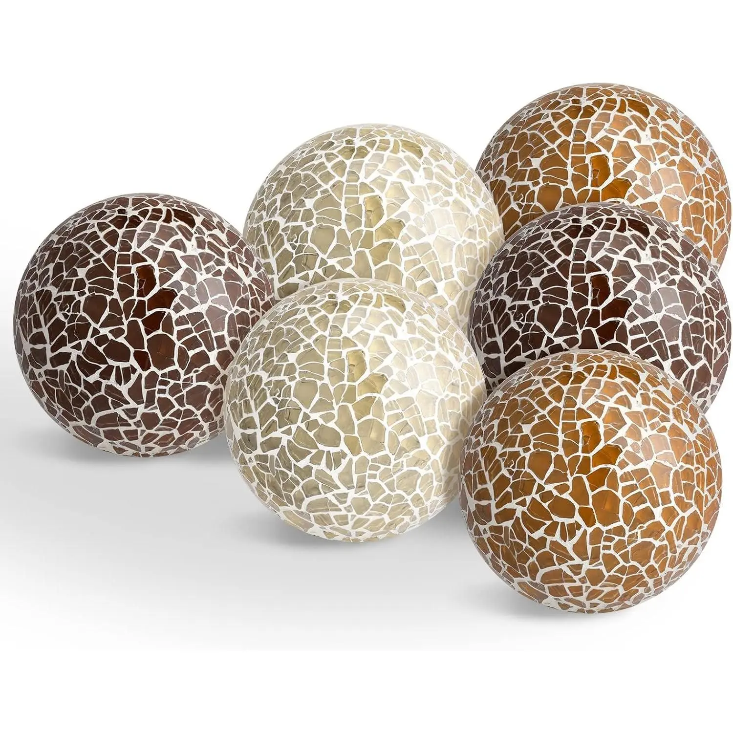 6 Pcs Mosaic Sphere Balls Decorative for Bowls, Mosaic Glass Balls Decorative Orbs Table Sphere for Living Room Decor Centerpiece for Vases Dining Table Decor, Diameter 2.4 Inch(Classic Colors)