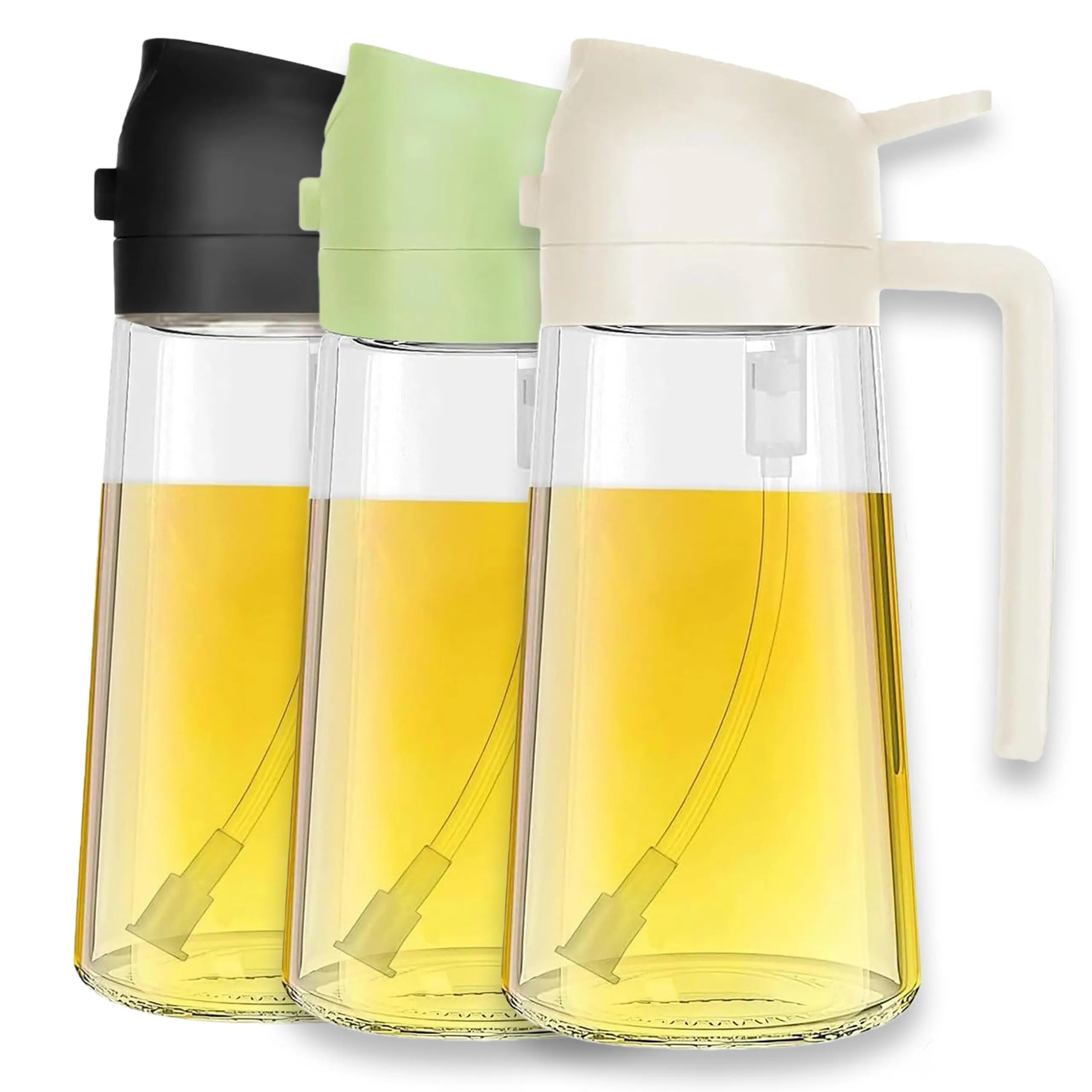 Modern Glass Oil Mister Spray Bottle for Cooking - 2-in-1 Premium Food-Grade Kitchen Utensil with Handle, Dispenser & Cooking Oil Container for Salad, Utensils, Precise Spray