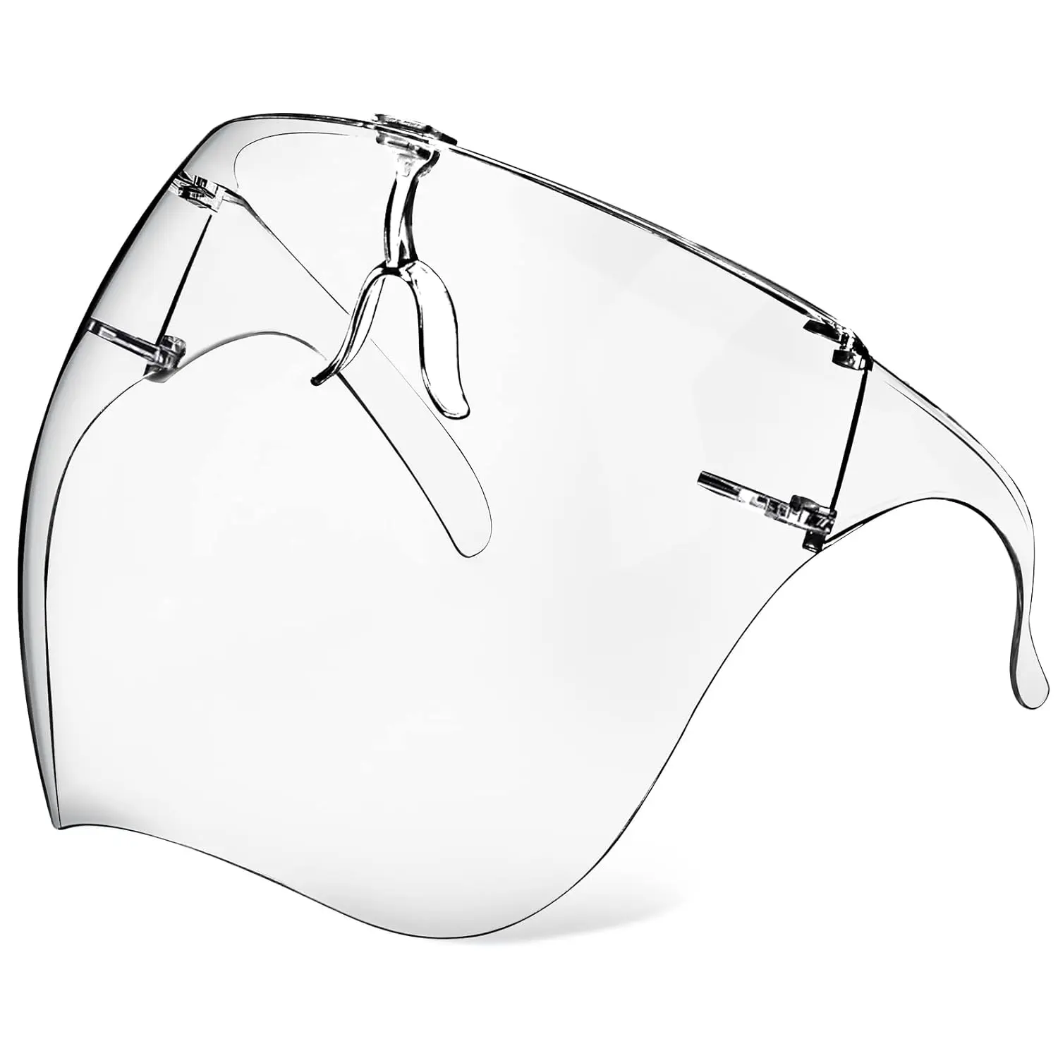 Face Shield with Glasses 4 count, Anti-Fog Clear Face Mask Shield Ultra Clear Reusable Protective Plastic Mask Droplet Splash Guard for Women Men