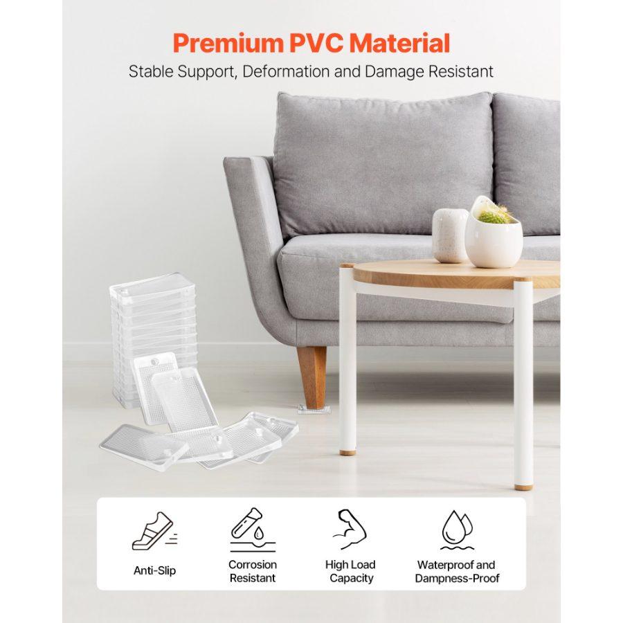 VEVOR Furniture Leveling Shims, 30 PCS 1.97x 1.16x 0.22 inch Non-Skid Clear Plastic Pads, Easy-to-Cut Furniture Leveler, Ideal Shim Leveler for Couch, Refrigerator, Table Legs to Avoid Wobbling