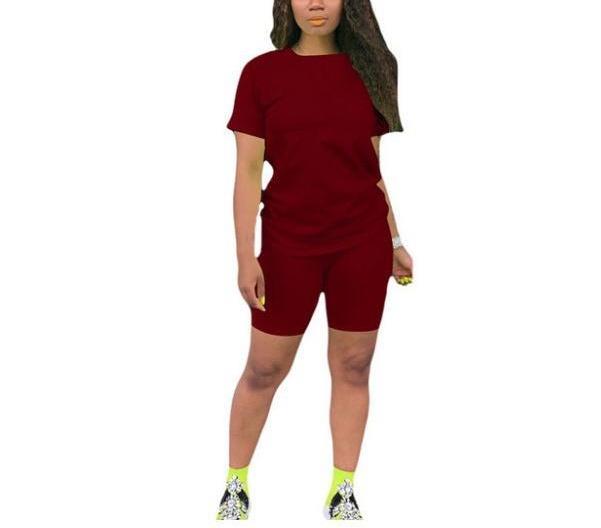 Biker Short Sets Women 2 Piece Outfits Summer Short Sleeve Jogger Tracksuit Large size loose sportswear two-piece suit