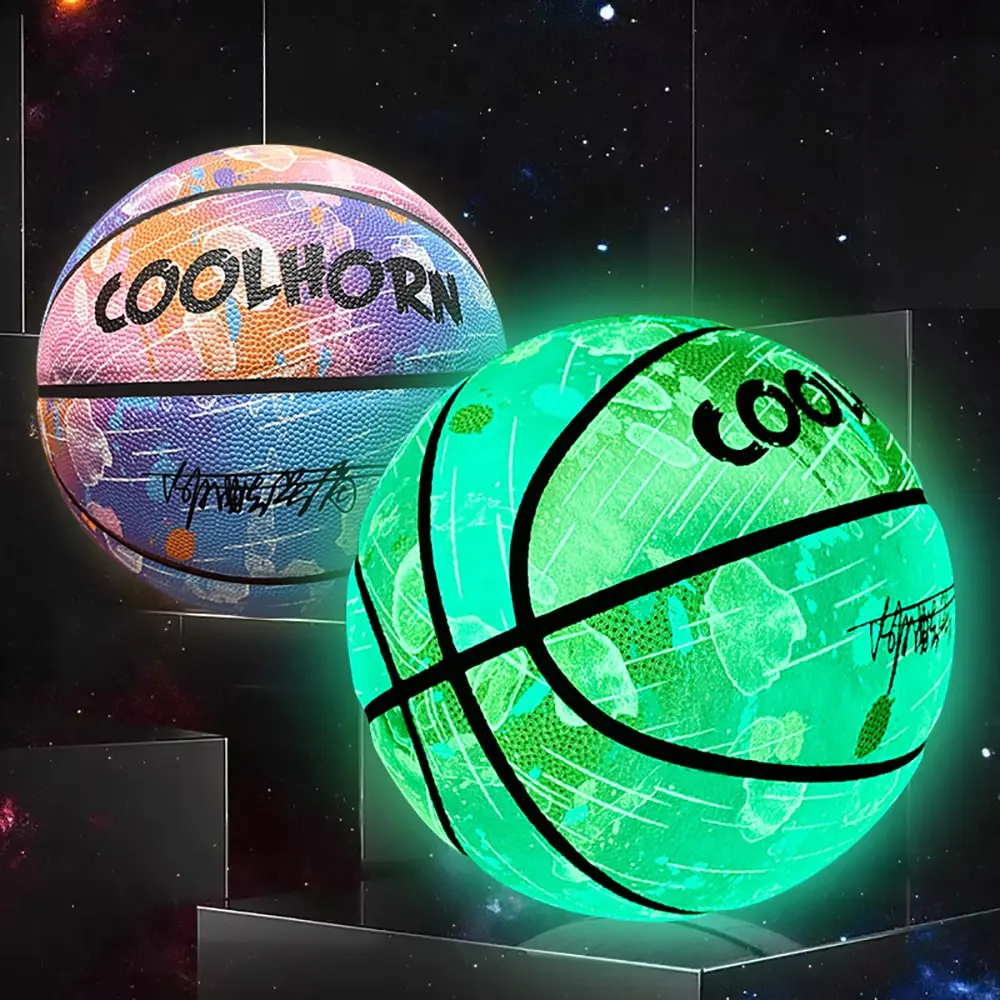Glow in the Dark Basketball, Luminous Leather Ball, Indoor-Outdoor Night Game, Perfect Gift for Youth, Durable Design