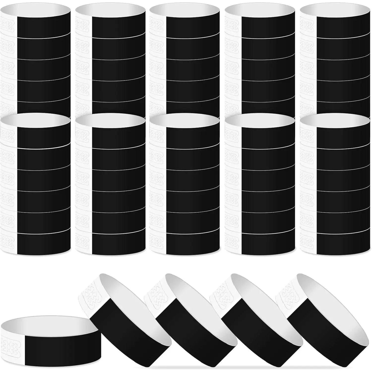 Paper Wristbands for Events 200 count Black Party Wrist Bands Event Bracelets Arm Bands for Party Events Clubs Concert,  and Lightwight