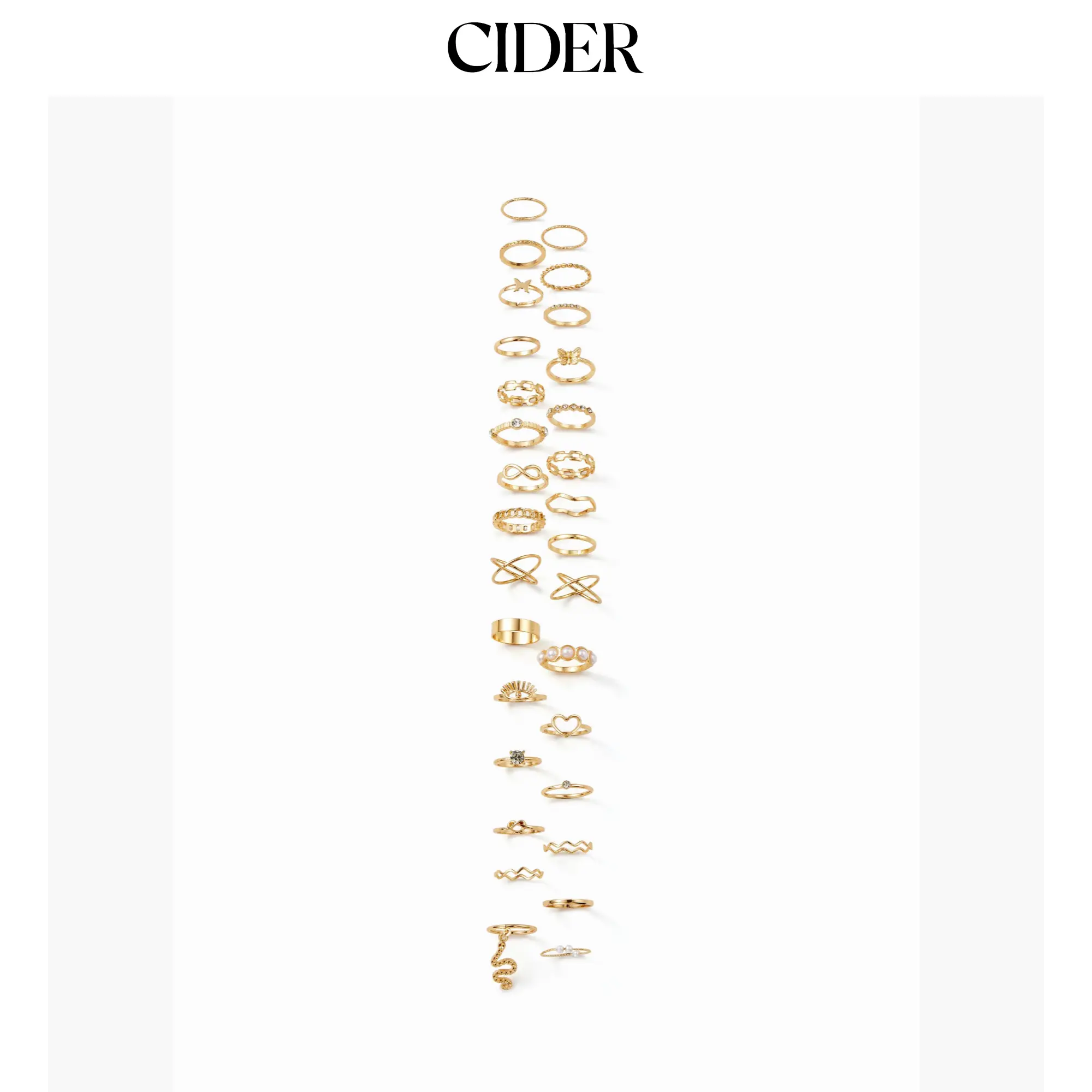 Cider 30 PCS HEART & BOWKNOT & GEMSTONE RING SET Cider 30 PCS HEART & BOWKNOT & GEMSTONE RING SET