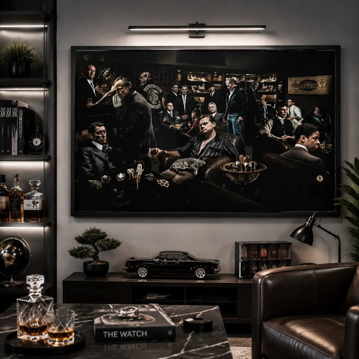 Gangster Movie Character Canvas Poster, Modern Crime Drama Wall Art Print, Dark Street Style Room Decor for Living Room Bedroom Office, Movie Fan Boyfriend Gift