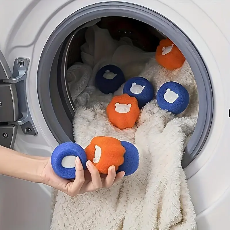 8-Pack Reusable Pet Hair Remover Laundry Balls - Alcohol-Free Antibacterial Household Items, No-Rinse Laundry Tools for Washing Machine Lint Collection, Clothes (Blended Fabric, Lightweight Intimate, Polyester, Cotton, Wool), Blue