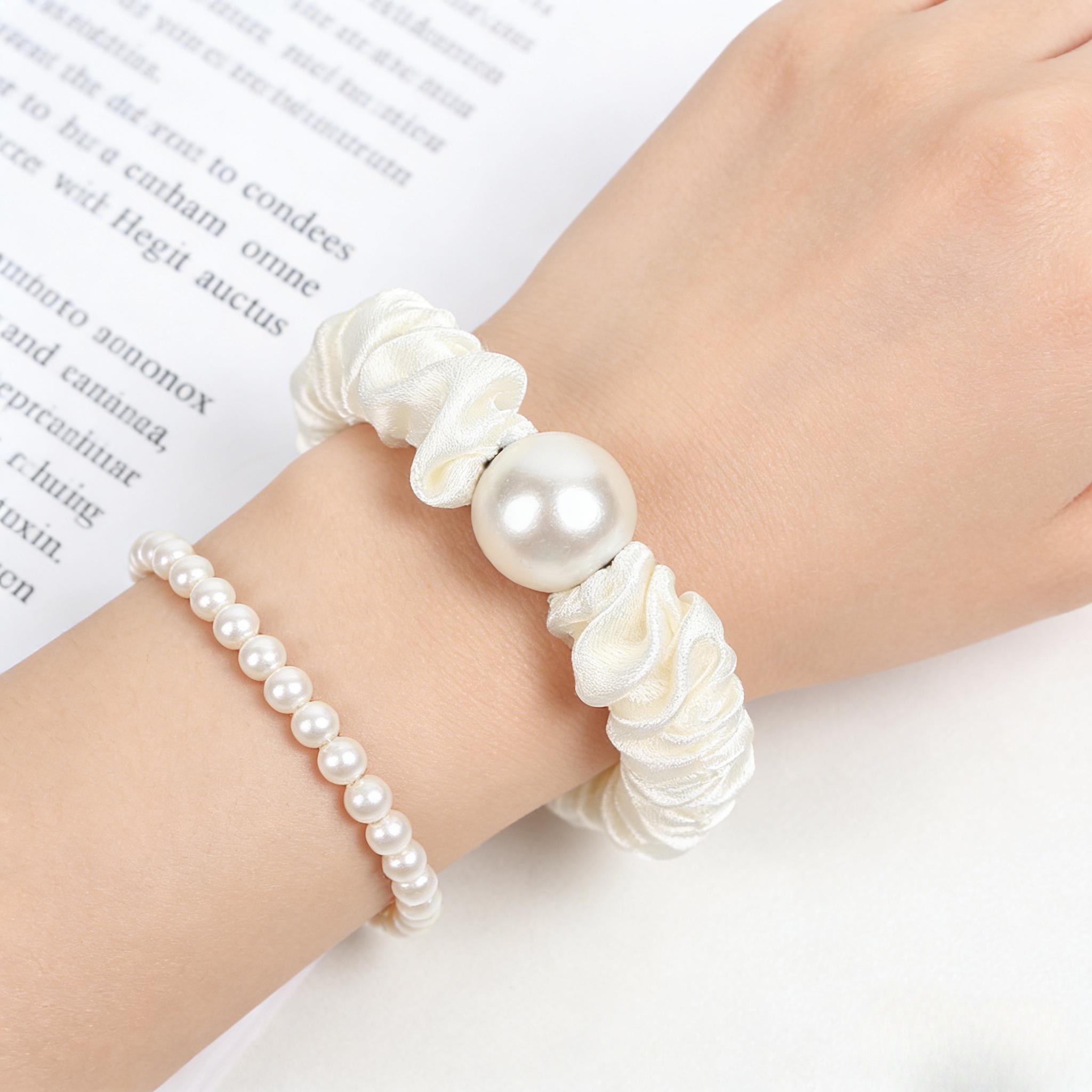 The Ultimate Hair Kit: 10 Pearl Scrunchies for Buns, Ponytails & Beyond