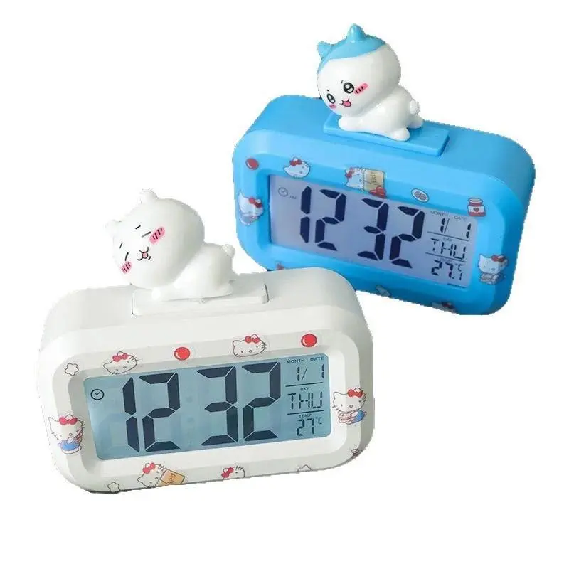 Chiikawaed Cute Decor Mini Alarm Clock Multifunctional Timing Bedside Clock for Student Dormitory Desktop Digital Timer Clock