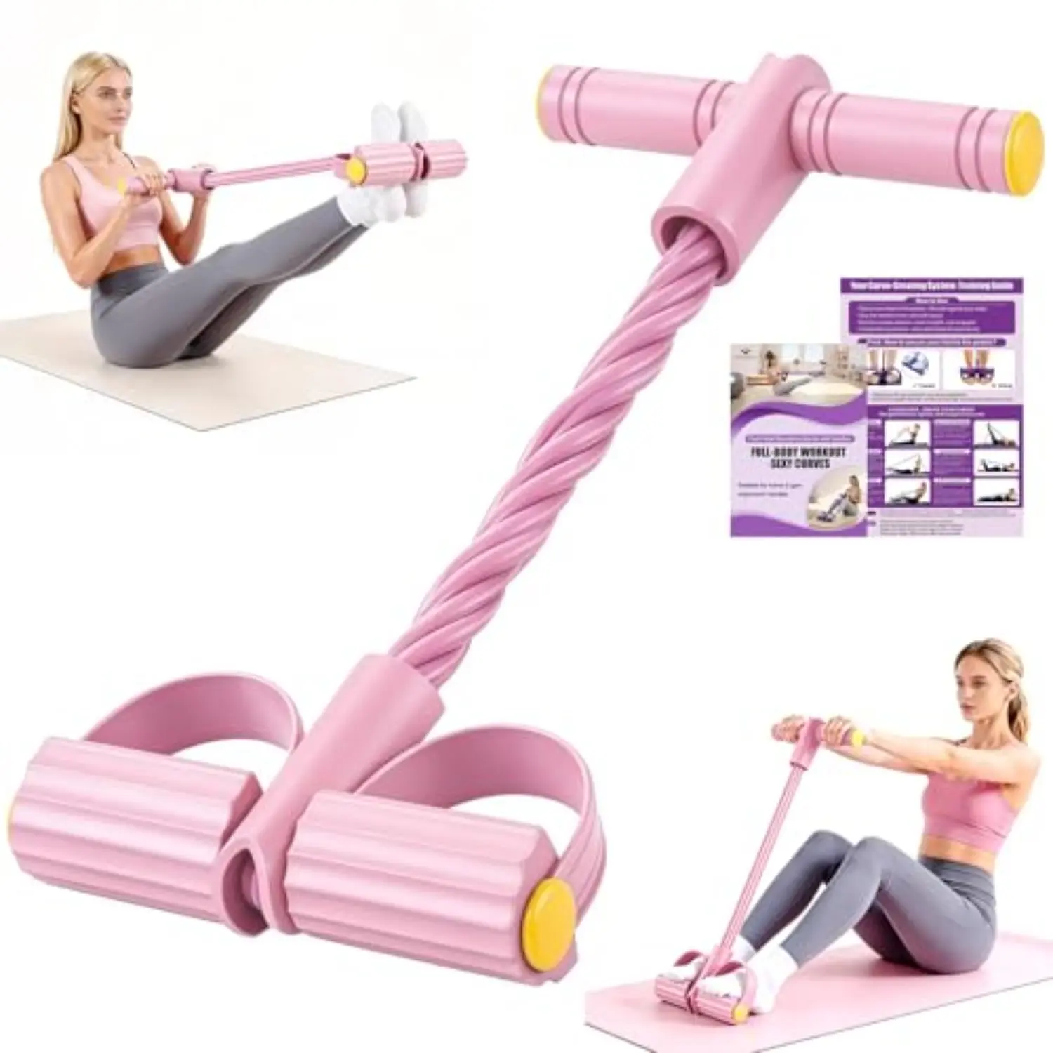 Fitness Resistance Bands, 8Tube Pedal Ankle Puller Band, Upgrade Stretch Bands for Exercise, Sit Up Equipment, AB Training Auxiliary Device, Workout Equipment for Women