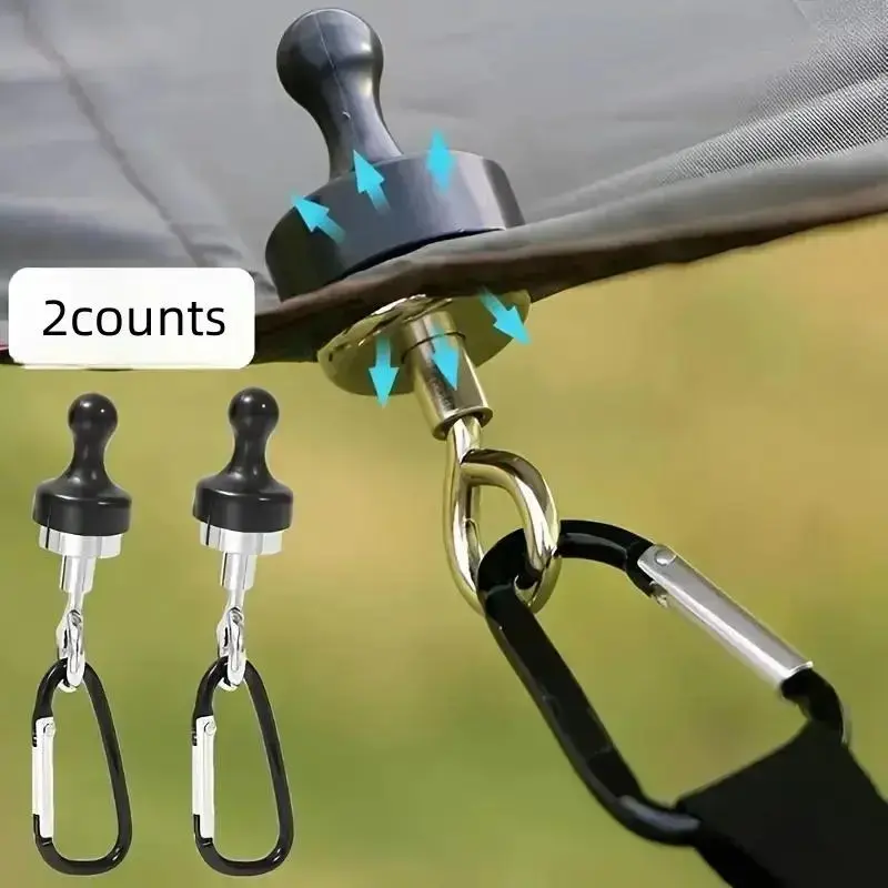 Magnetic Tent Hook, 2 Counts Outdoor Tent Magnetic Hook, Tent Accessories, Camping Accessory, Hiking Essentials, Camping & Hiking Equipment, Camping Gear, Outdoor Camping Supplies for Outdoor Camping