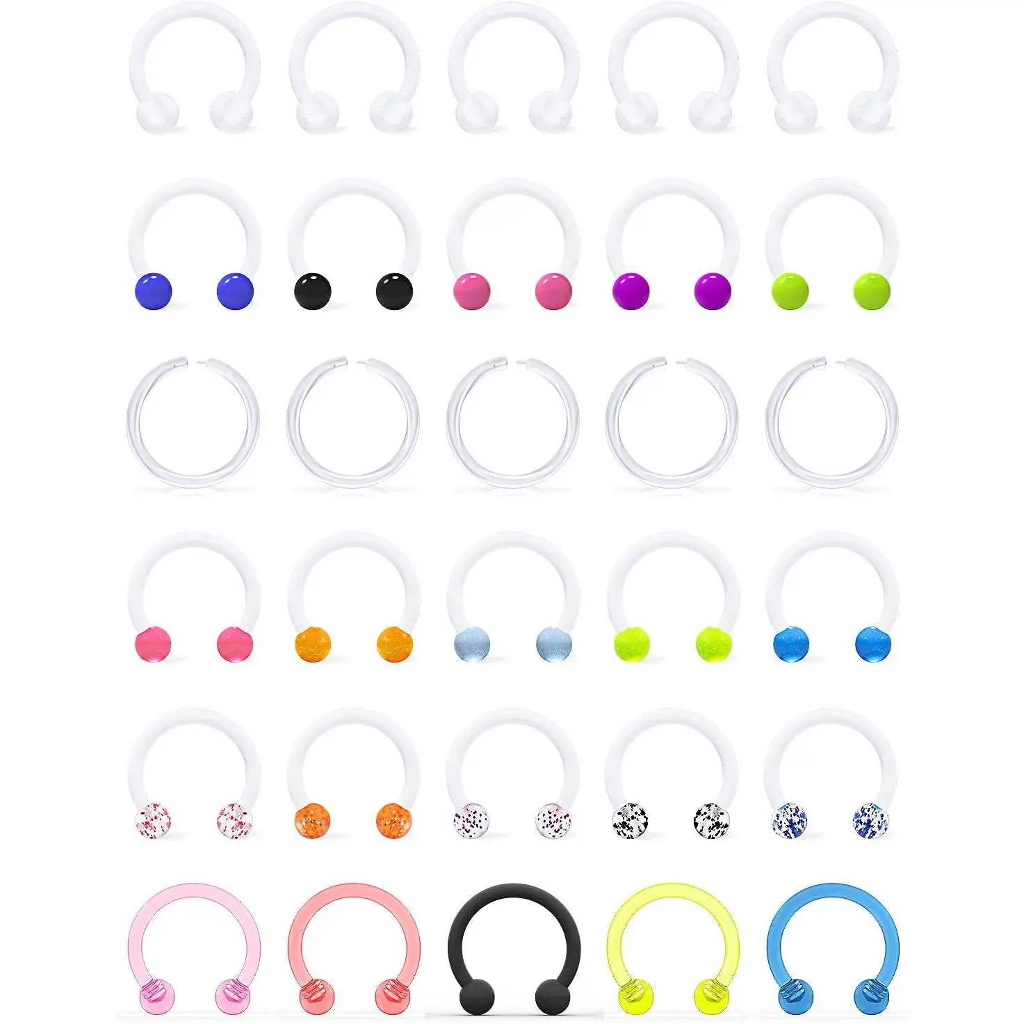 Plastic Septum Retainer Clear  Retainer Flexible Lip Rings Smiley   Daith Earring for Work