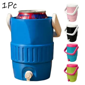 3D Printed Insulated Beverage Cup Holder, Retro Cooler Style Can Koozie Tumbler，Mini Can Cooler, Portable Dual-Layer Lightweight Travel Camping Outdoor Insulation Sleeve