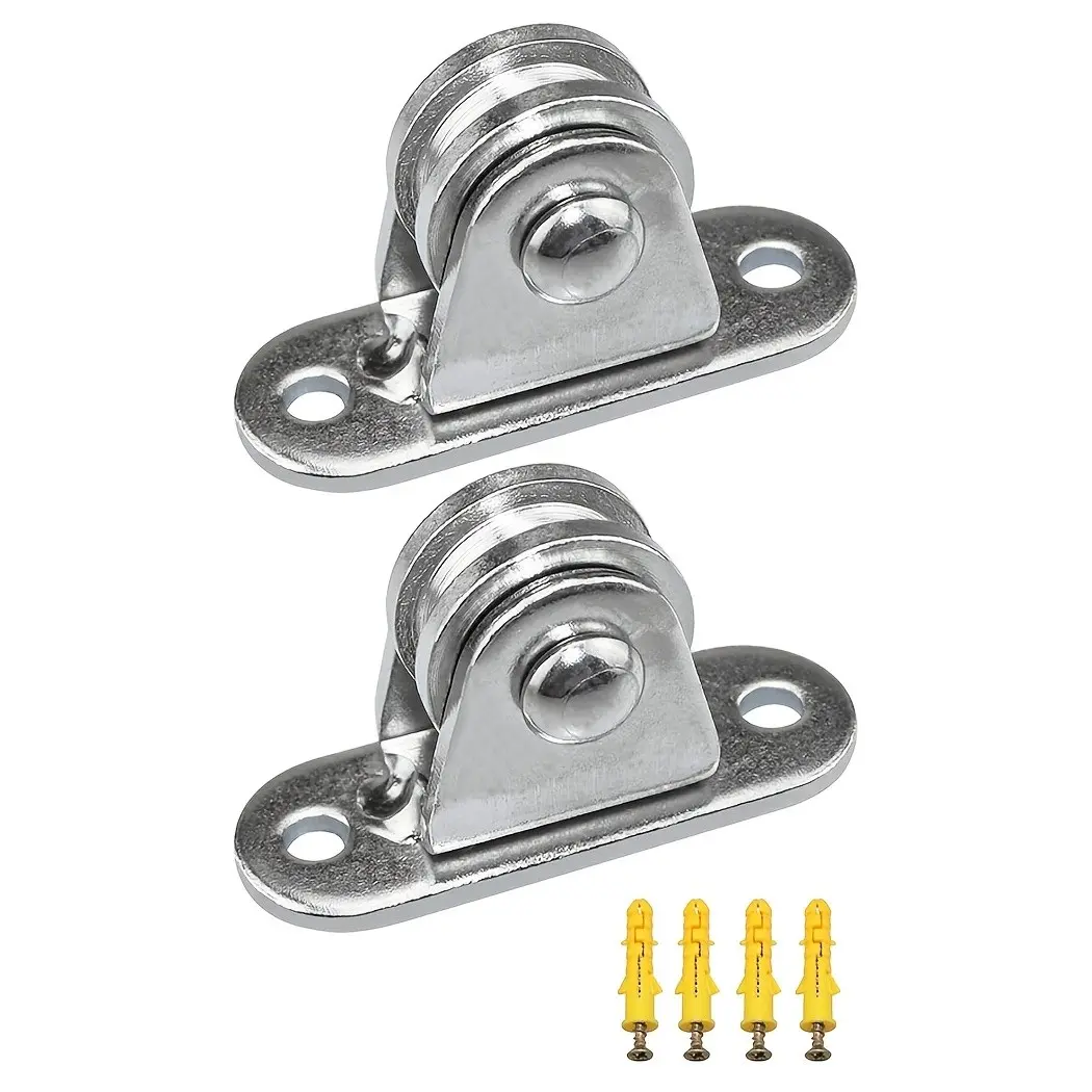 2-Pack Silent Small Pulley Set, Heavy-Duty Fixed Rope, 176 Lbs Capacity, Ideal for Material Handling, DIY Projects, Wall & Ceiling Installation
