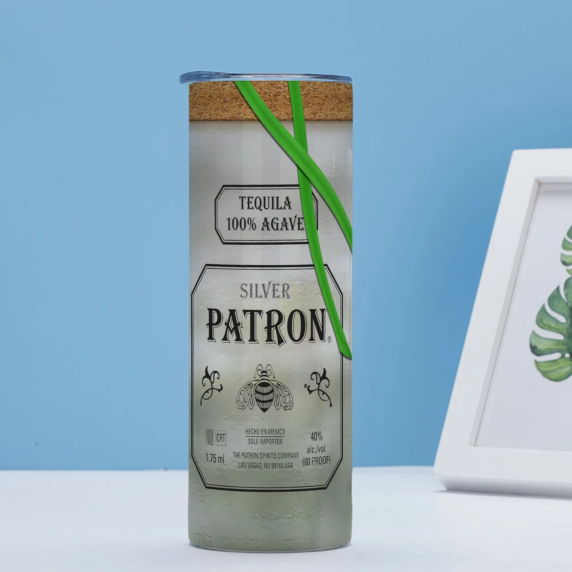 Vintage Patron Tequila Label 20oz Insulated Tumbler Double Wall Stainless Steel Travel Cup Leakproof Lid Keep Cold Hot Beverages Bar Party Gift For Cocktail Drinkers
