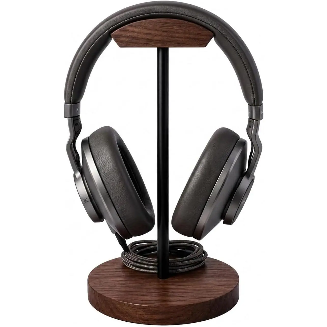 Headphone Holder Stand for Desk,  and Metal Headset Hanger Mount Hook Gaming Holder Desktop Earphone Artful Functional Craftsmanship Stand for  Headsets with Solid Wooden Base